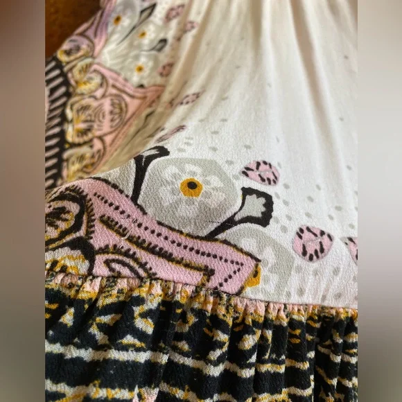 Free People Steal the Sun Pale Pink Print Boho Top or Dress XS - Picture 11 of 12